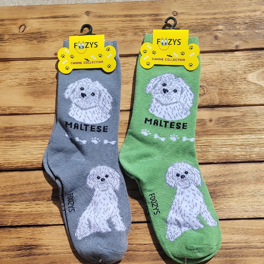 NWT Foozys Maltese Socks - Olive and Green 2 Pair Set - Unisex